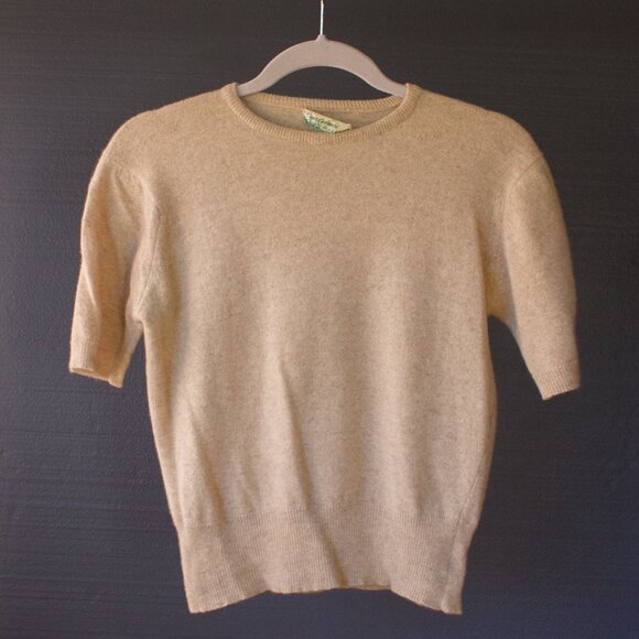 Sweaters - Vintage Cashmere Sweater Heather Cream sz M /L Winter Fall Pinup Neutral knit